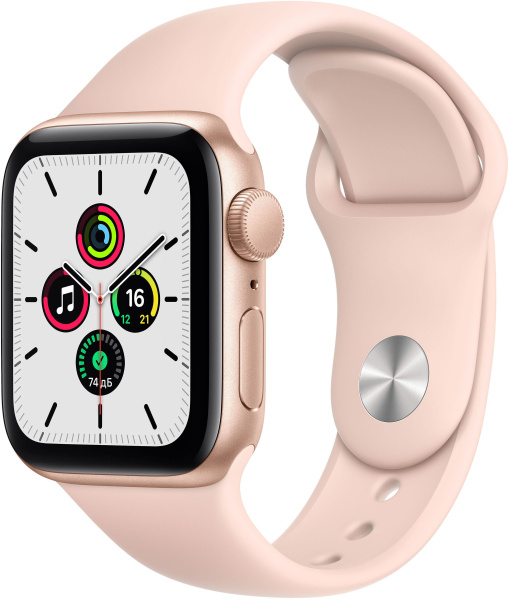 Apple Watch Series SE, 40 мм (корпус из алюминия золотого цвета, спортивный ремешок розовый песок)