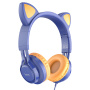 Проводные наушники Hoco W36, Cat ear (фиолетовые)