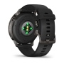 Garmin Venu 4 45 мм, чёрный силиконовый ремешок: датчики пульса и зарядные контакты сзади