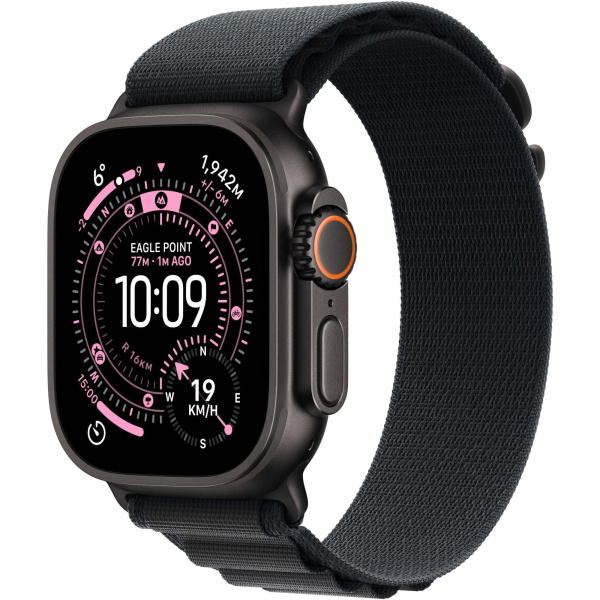Apple Watch Ultra 3 GPS + Cellular 49mm Black Titanium Case with Black Alpine Loop - Medium (MF0V4)