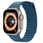Ремешок кожаный Leather Loop для Apple Watch 42/44/45/49 мм, 225мм, на магните, синий горизонт