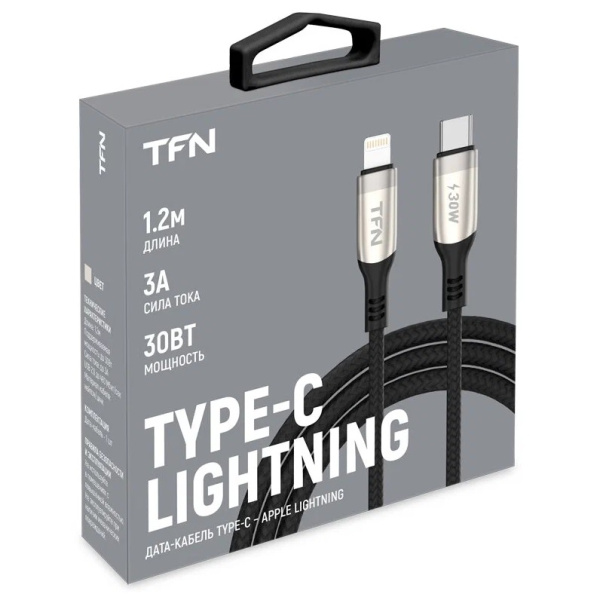 Кабель TypeC - Lightning, нейлон, 1.2м. Цвет:никель (TFN, TFN-C-B LZ-CL1M-NI)