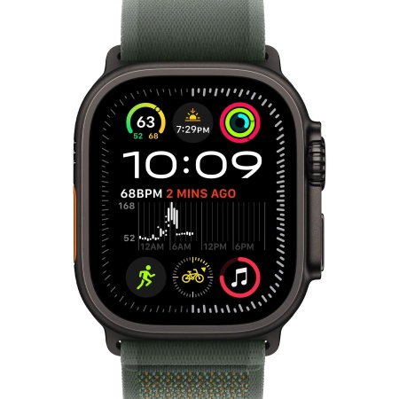 Apple Watch Ultra 2 (2024) 49mm Black Titanium Case with Green Trail Loop M/L