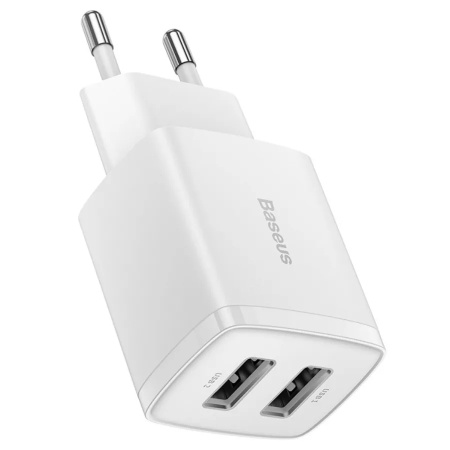 Зарядное устройство BASEUS Compact Charger 2U 2*USB, 2.1A, 10.5W, белый (CCXJ010202)