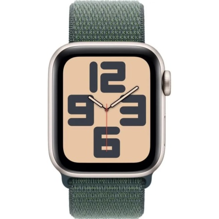 Apple Watch SE 2024, 40 мм, корпус из алюминия цвета «сияющая звезда», ремешок Sport Loop цвета «горное озеро», размер S/M (MXEH3)
