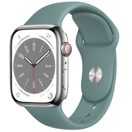 Ремешок силиконовый Sport для Apple Watch 42/44/45/49 мм, 235мм, на кнопке, зеленый кактус