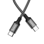 Кабель Hoco X14 Double Speed, USB-C → USB-C, PD 60 Вт, 3 А, 1 м, нейлоновая оплётка, чёрный