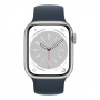 Смарт-часы Apple Watch S8, 45 mm, корпус из алюминия серебристого цвета, ремешок цвета «Storm Blue»