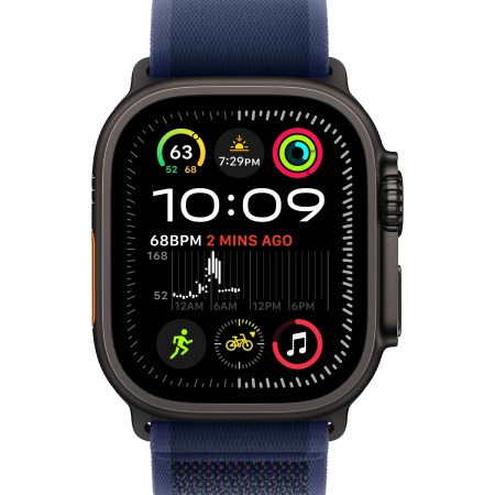 Apple Watch Ultra 2 (2024) 49mm Black Titanium Case with Blue Trail Loop S/M