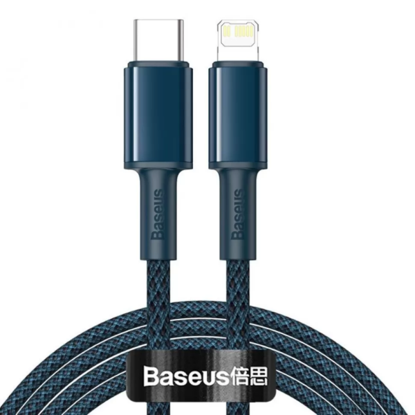 Кабель USB-C BASEUS High Density Braided, Type-C - Lightning, 20W, 2 м (CATLGD-A03) синий