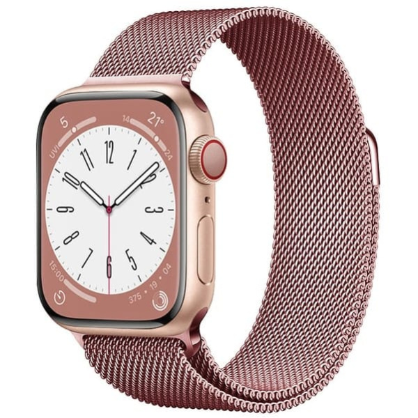 Ремешок миланcкий из нержавеющей стали Milanese Loop для Apple Watch 42/44/45/49 мм, 255мм, на магните, розовое золото