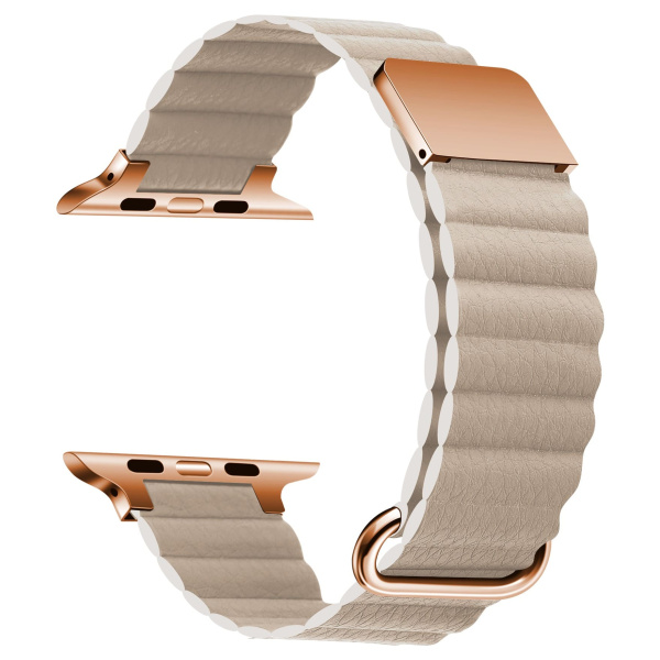 Ремешок кожаный Leather Loop Ultra для Apple Watch 42/44/45/49 мм, 235мм, на магните, пудровый
