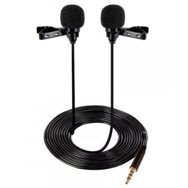 Микрофон петличный CANDC DC-C6DM двойной, Jack 3.5mm, черный