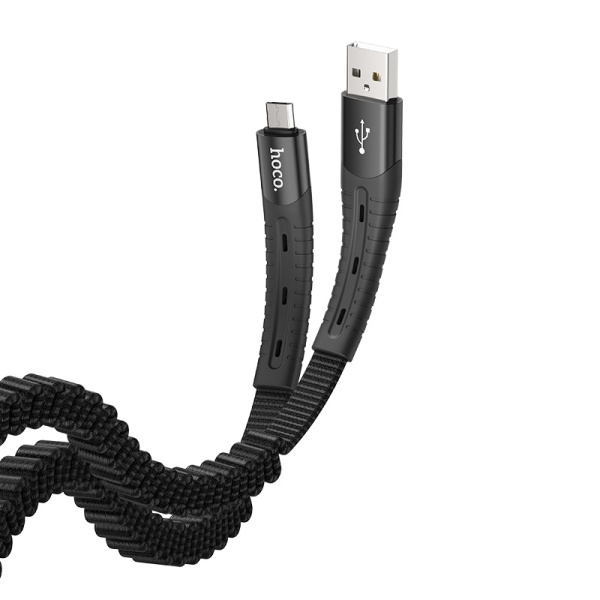 Кабель USB HOCO U78 Cotton USB - MicroUSB 1.2 м Черный