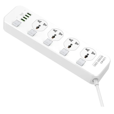 Удлинитель 4 розетки + 4USB LDNIO SC4408 200см EU Белый