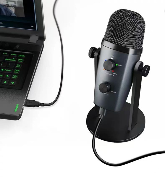 Микрофон универсальный кардиоидный JMARY MC-PW10, Type-C+Bluetooth+AUX, черный
