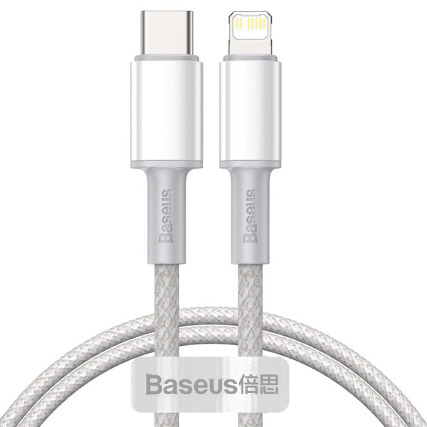 Кабель USB-C BASEUS High Density Braided, Type-C - Lightning, 20W, 1 м (CATLGD-02) белый