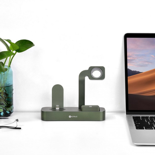 Док-станция COTEetCI 3-in-1 Multifunction Charging Stand Base29 для iPhone/Apple Watch/AirPods Pro Зелёная (CS7211-GR)