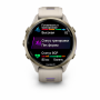 Garmin Forerunner 970 47 мм: серый корпус French Grey и золотистый титановый безель Soft Gold, экран готовности к тренировке, статуса тренировки и вариабельности пульса — русская адаптация экранных подписей