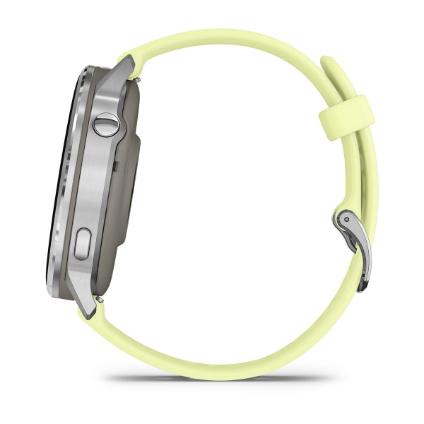 Garmin Venu 4 45 мм, серебристый, ремешок цитроновый силиконовый: основной циферблат, русская адаптация
