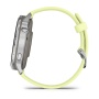 Garmin Venu 4 45 мм, цитроновый силиконовый ремешок: боковой профиль с двумя кнопками