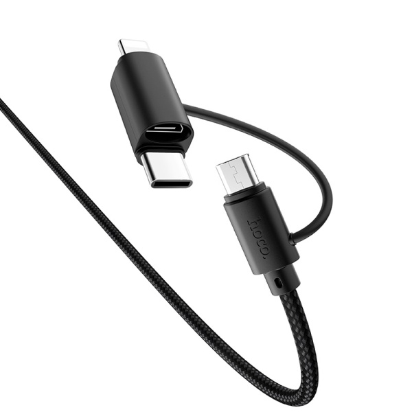 Кабель USB HOCO X41 Multi USB - Lightning+MicroUSB+Type-C 2.4А 1 м (Черный)