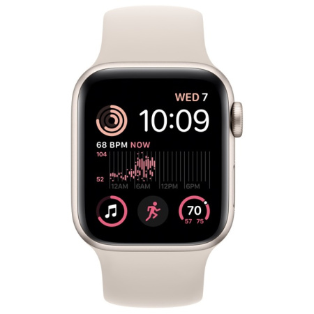 Apple Watch SE (2022), 44 мм корпус из алюминия цвета «сияющая звезда», ремешок «сияющая звезда»
