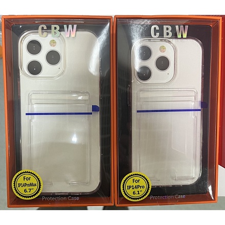 Чехол с отсеком для карт CBW для iPhone 14 Plus прозрачный