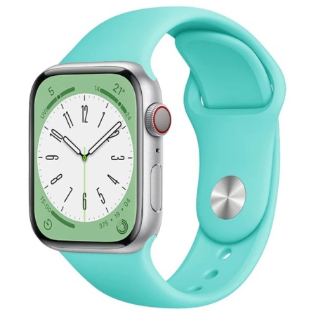 Ремешок силиконовый Sport для Apple Watch 38/40/41 мм, 225мм, на кнопке, мятно-голубой
