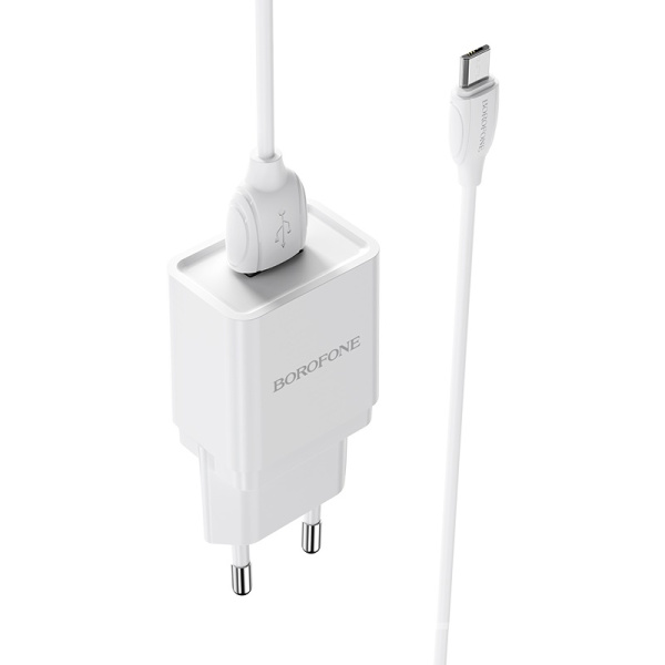 Сетевое зарядное устройство Borofone BA19A (Блок + Кабель Micro USB) 1A Белый