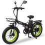 Электровелосипед Minako F10 черный с салатовыми колесами спицы