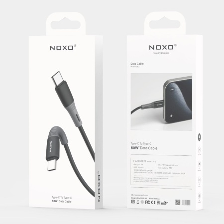 Кабель NOXO CN-2 Type-C to Type-C 60w 1 метр Черный