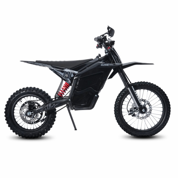 Электромотоцикл WHITE SIBERIA BELLUGA 001 3900W, чёрный на белом фоне