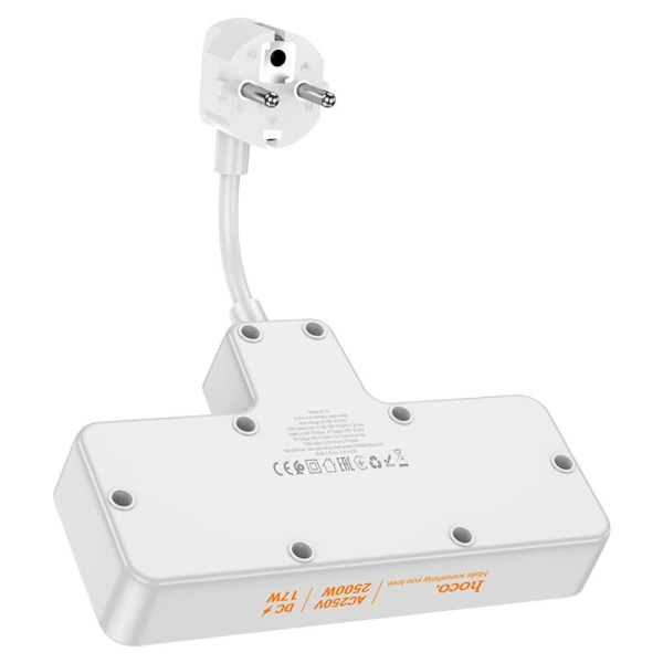 Удлинитель Hoco AC11A USB-S + 3USB-A 2500W DC17W Black