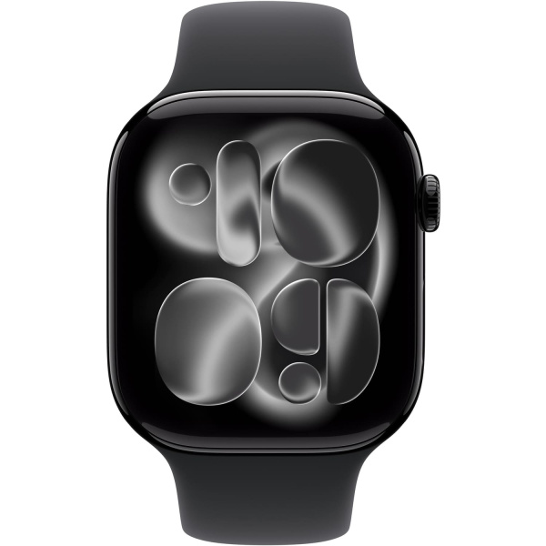 Apple Watch Series 11 GPS 46mm Jet Black Aluminium Case with Black Sport Band - S/M