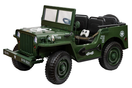 Детский электромобиль Jeep Willys YKE 4137 4x4 Зеленый (армия)
