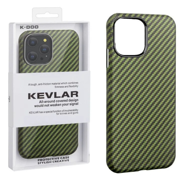 Чехол накладка карбон K-Doo Keivlar для iPhone 14 Pro Max Green