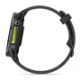 Garmin Forerunner 970 47 мм: чёрный корпус и титановый безель Carbon Grey DLC, боковой ракурс с двумя кнопками