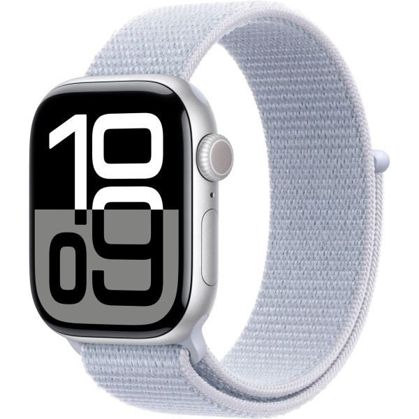 Apple Watch Series 10 GPS 42mm Silver Aluminum Case with Blue Cloud Sport Loop (MWWD3)