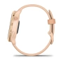 Garmin vívoactive 6 Pink Dawn: левый бок корпуса и розовый ремешок