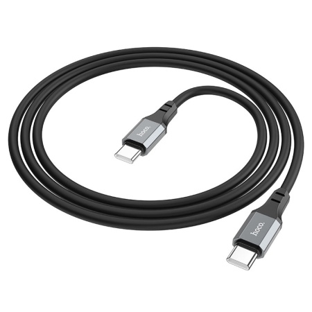 Чёрный кабель Hoco X86 Spear USB-C — USB-C длиной 1 м, общий вид