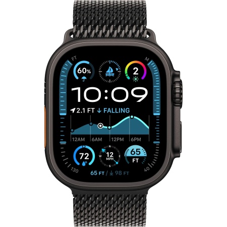 Apple Watch Ultra 2 (2024) 49mm Black Titanium Case with Black Titanium Milanese Loop Large (MYTC3)