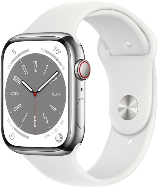 Смарт-часы Apple Watch S8, 41 mm, корпус из алюминия серебристого цвета, спортивный ремешок «White»«Succulent»