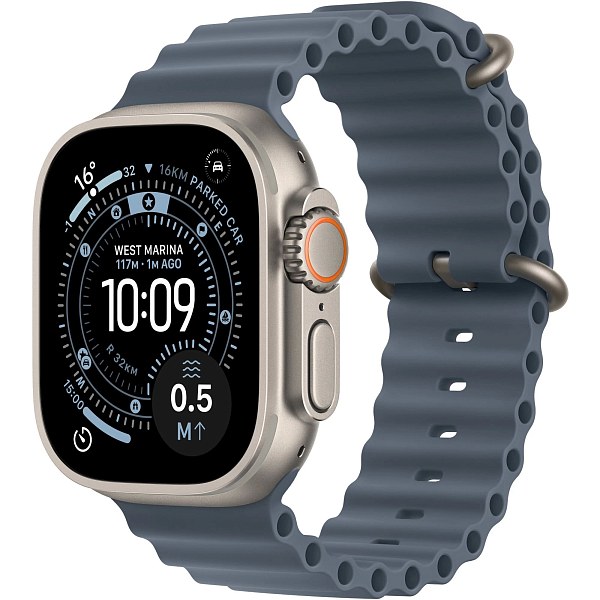 Apple Watch Ultra 3 GPS + Cellular 49mm Natural Titanium Case with Anchor Blue Ocean Band (MEWH4)