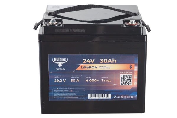 Аккумуляторная батарея литиевая Rutrike LiFePO4 (24V/30Ah/50A BT)