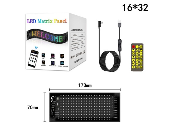 Гибкая LED-панель 6006 16×32 (17,3 × 7 см), Bluetooth