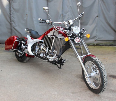 Электромотоцикл GreenCamel Chopper C200, 72V 3000W R15 красный