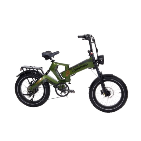 Электровелосипед Yokamura Apache 48V 20Ah Military Green — вид сбоку на белом фоне