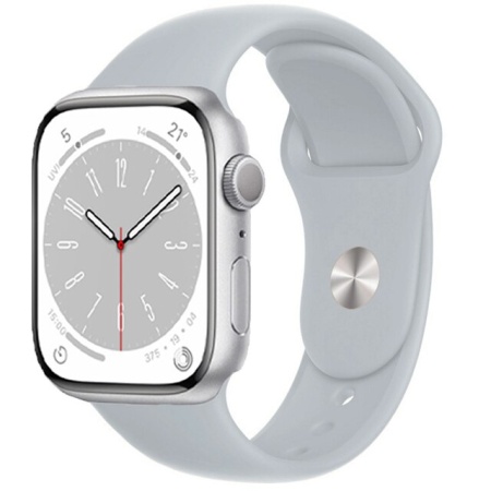 Ремешок силиконовый Sport для Apple Watch 42/44/45/49 мм, 235мм, на кнопке, светло-серый