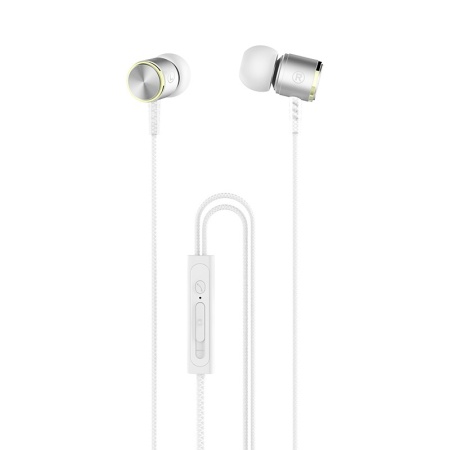 Проводные наушники Hoco M42 Ice rhyme, Jack 3.5mm, 1.2 м, серебряный